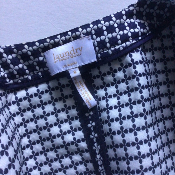 Laundry by Shelli Segal Navy Blue and White Checkered Blazer Size 8 - Picture 6 of 6